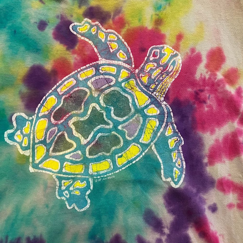 Sea Turtle Tied Dyed T Shirt Hand Tied Dyed